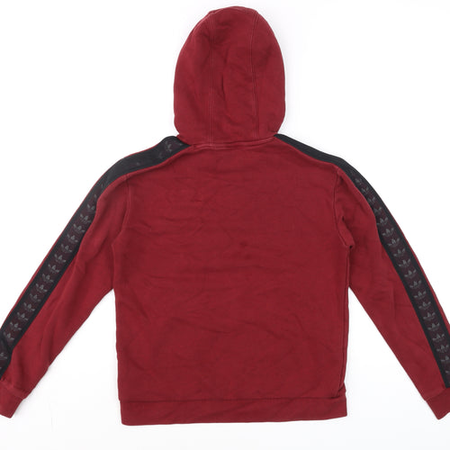 Adidas Boys Burgundy Hoodie 11-12 Years Pullover Cotton Blend Logo