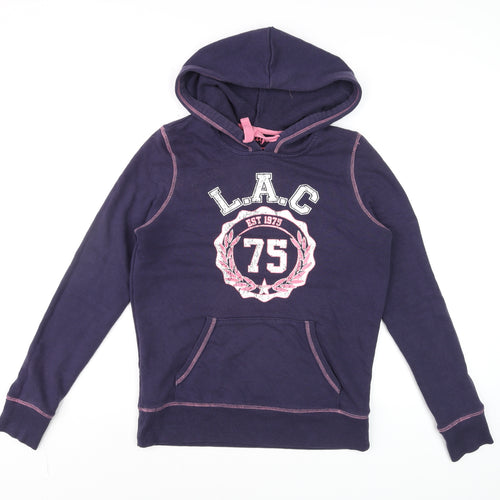 Papaya Women Navy Blue L.A.C. 75 Pullover Hoodie Size 12 Cotton Blend