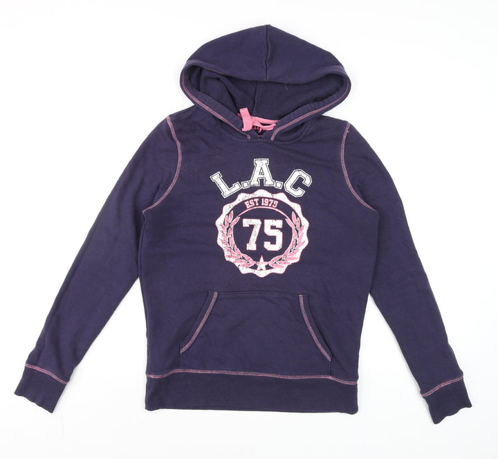Papaya Women Navy Blue L.A.C. 75 Pullover Hoodie Size 12 Cotton Blend