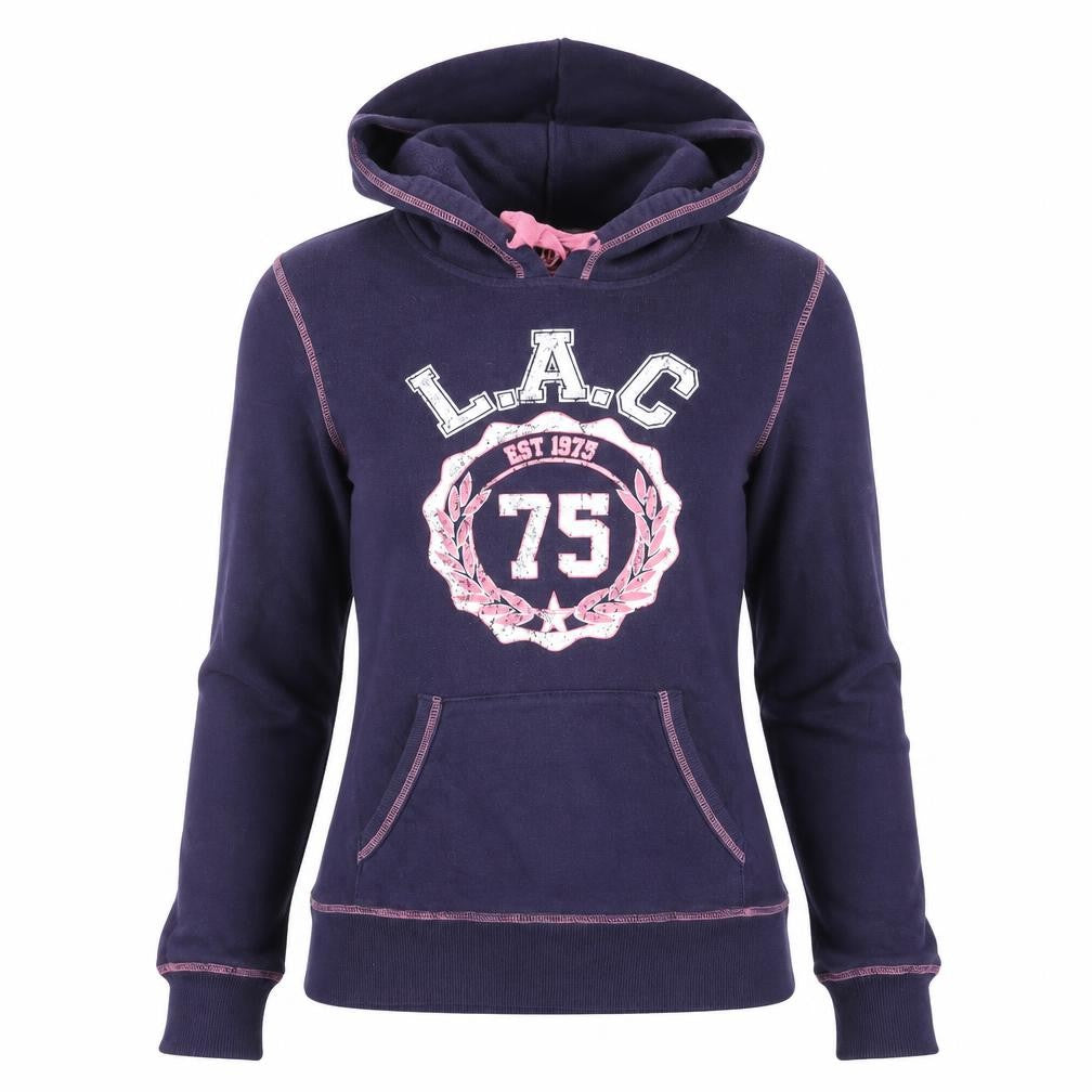 Papaya Women Navy Blue L.A.C. 75 Pullover Hoodie Size 12 Cotton Blend