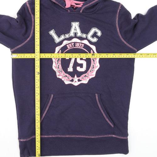 Papaya Women Navy Blue L.A.C. 75 Pullover Hoodie Size 12 Cotton Blend