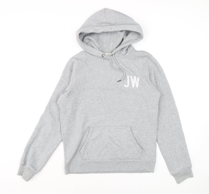 Jack Wills Mens Grey Pullover Hoodie M Logo Print Fleece Sweatshirt