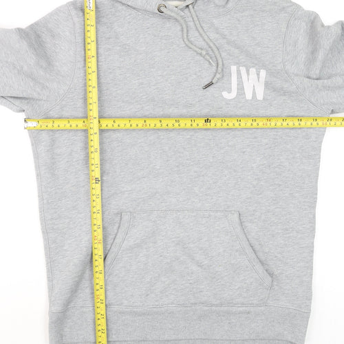 Jack Wills Mens Grey Pullover Hoodie M Logo Print Fleece Sweatshirt