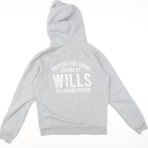 Jack Wills Mens Grey Pullover Hoodie M Logo Print Fleece Sweatshirt