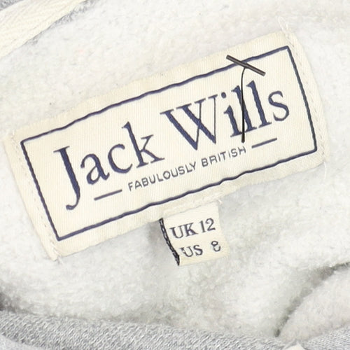 Jack Wills Mens Grey Pullover Hoodie M Logo Print Fleece Sweatshirt