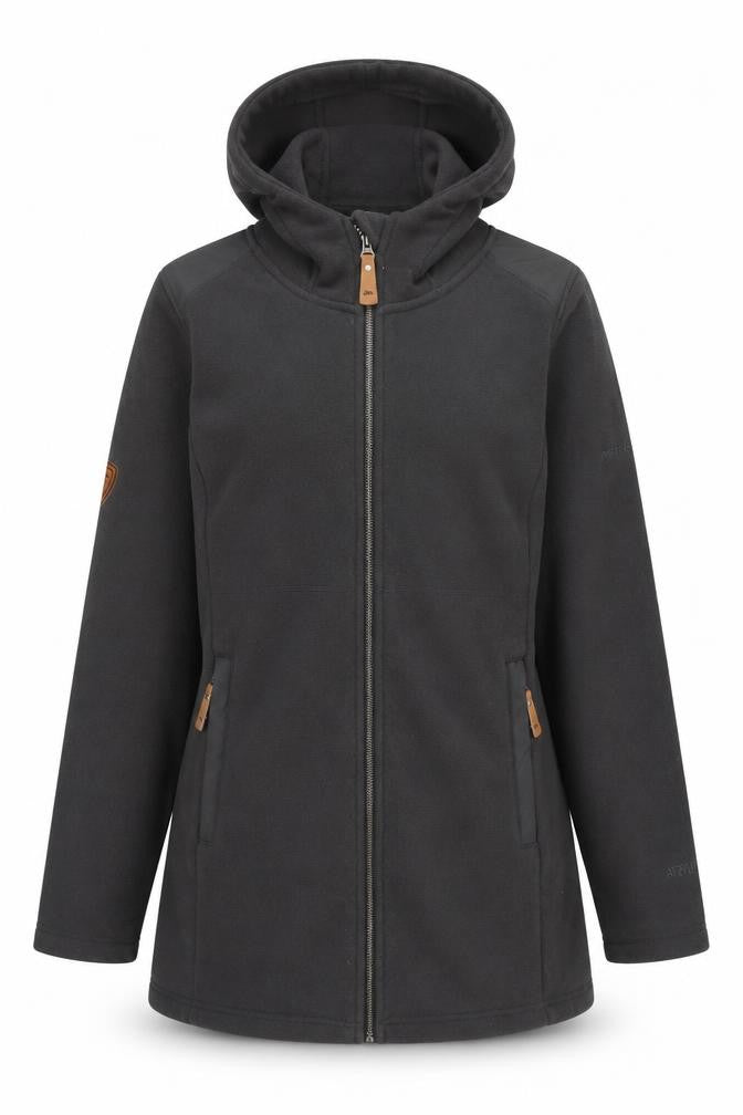 Front view of Trespass unisex black fleece soft shell hooded jacket l