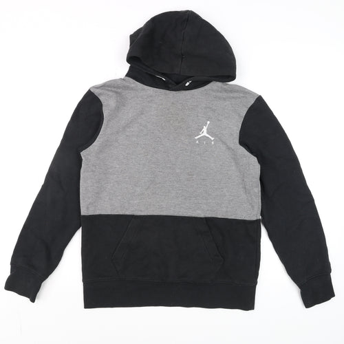 Jordan Boys Grey Black Pullover Hoodie 12-13 Years Colourblock Fleece