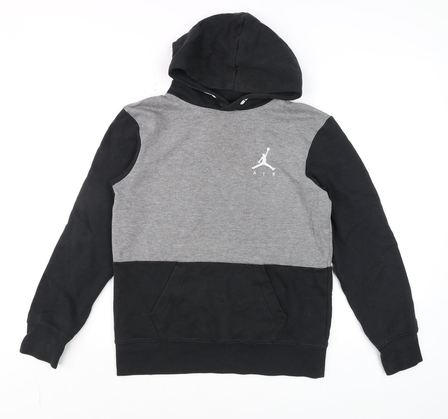 Jordan Boys Grey Black Pullover Hoodie 12-13 Years Colourblock Fleece