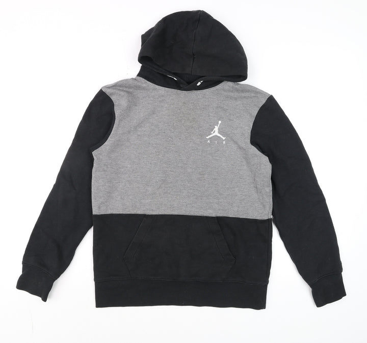 Jordan Boys Grey Black Pullover Hoodie 12-13 Years Colourblock Fleece