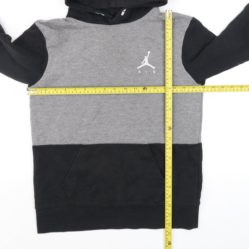 Jordan Boys Grey Black Pullover Hoodie 12-13 Years Colourblock Fleece