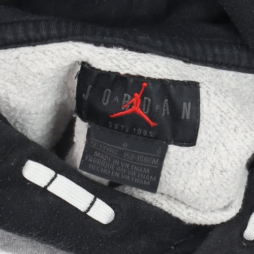 Jordan Boys Grey Black Pullover Hoodie 12-13 Years Colourblock Fleece