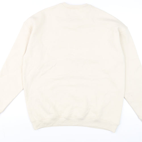 Boohoo Men's Beige DSGN Graphic Sweatshirt Size S Regular Fit