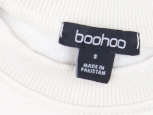 Boohoo Men's Beige DSGN Graphic Sweatshirt Size S Regular Fit