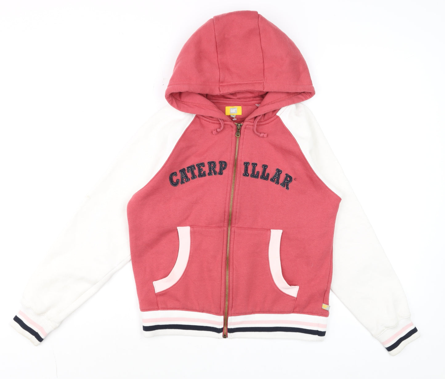 Caterpillar Women's Pink & White Full Zip Hoodie Size S