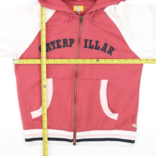 Caterpillar Women's Pink & White Full Zip Hoodie Size S
