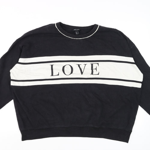 New Look Womens Black & White LOVE Sweatshirt Size L Pullover Cotton Blend