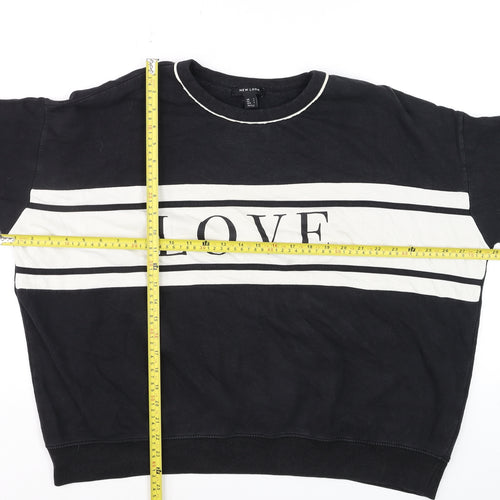 New Look Womens Black & White LOVE Sweatshirt Size L Pullover Cotton Blend