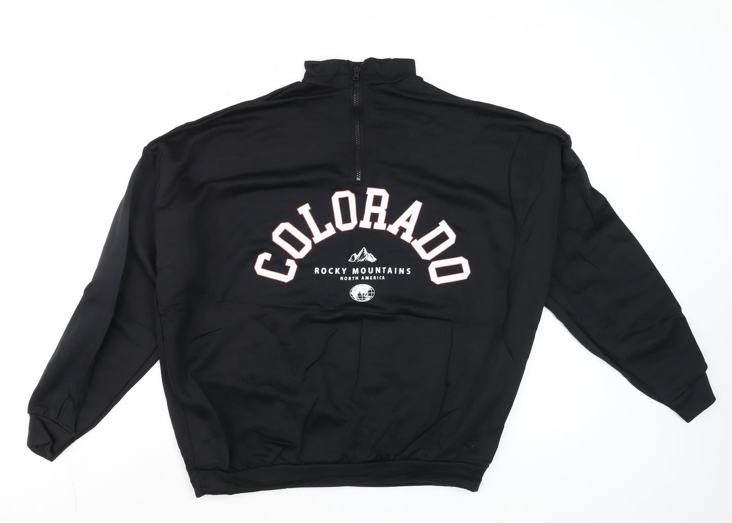 boohoo Men Black Colorado 1/4 Zip Mock Neck Sweatshirt Size S