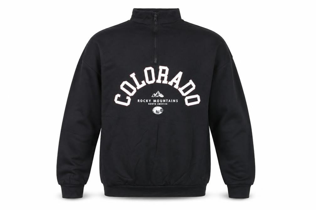boohoo Men Black Colorado 1/4 Zip Mock Neck Sweatshirt Size S