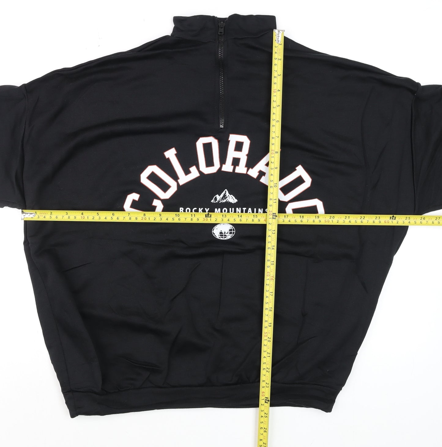 boohoo Men Black Colorado 1/4 Zip Mock Neck Sweatshirt Size S