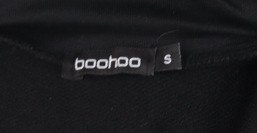 boohoo Men Black Colorado 1/4 Zip Mock Neck Sweatshirt Size S