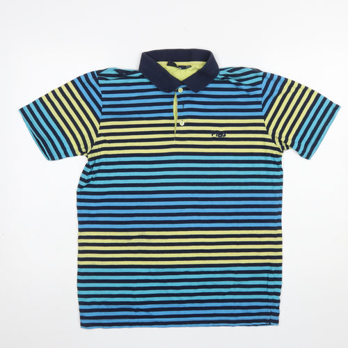 Fila Men's Multicoloured Striped Polo Shirt M Regular Fit Cotton Blend