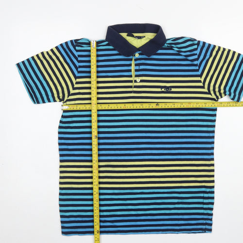 Fila Men's Multicoloured Striped Polo Shirt M Regular Fit Cotton Blend