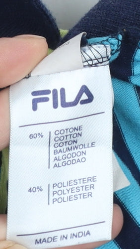 Fila Men's Multicoloured Striped Polo Shirt M Regular Fit Cotton Blend