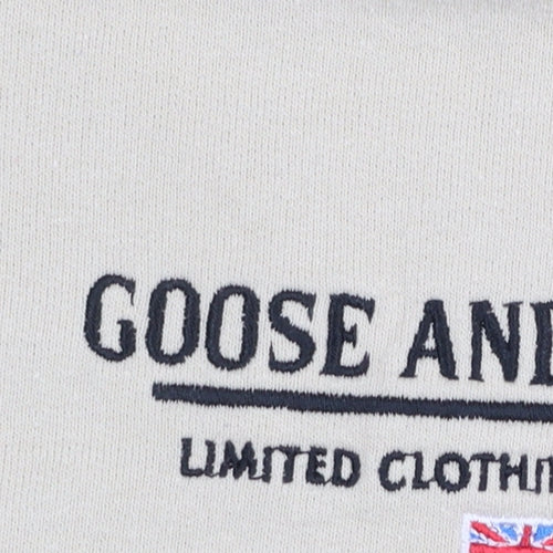 Goose and Gander Men's Beige Pullover Hoodie Size S Embroidered Fleece