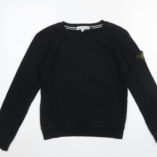 Stone Island Women Black Slim Fit Crew Neck Cotton Sweatshirt Size S