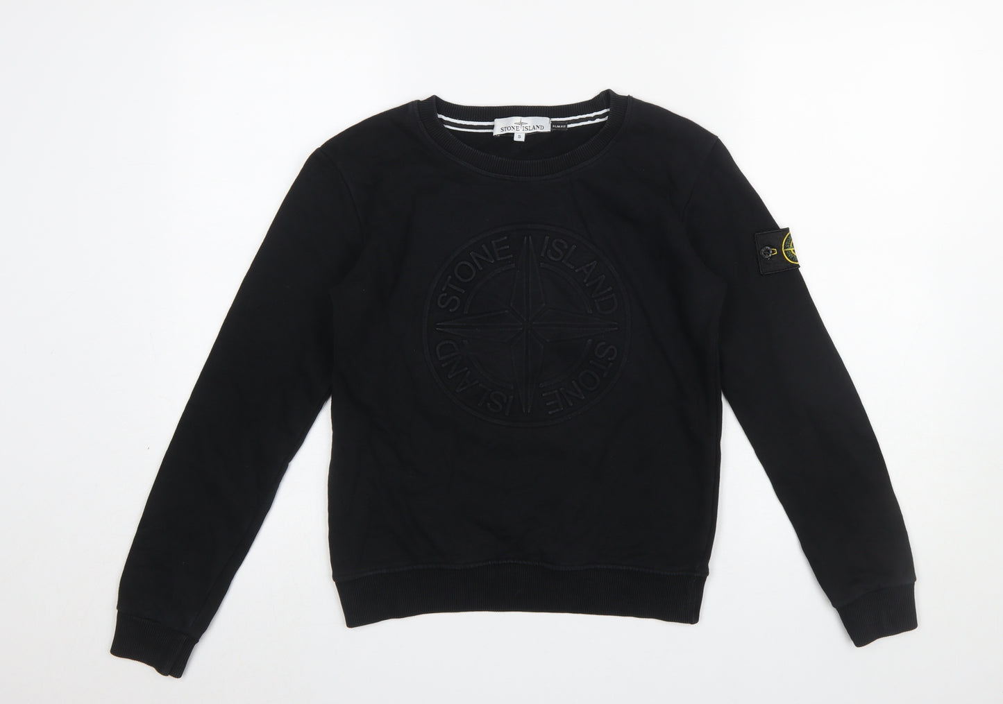 Stone Island Women Black Slim Fit Crew Neck Cotton Sweatshirt Size S
