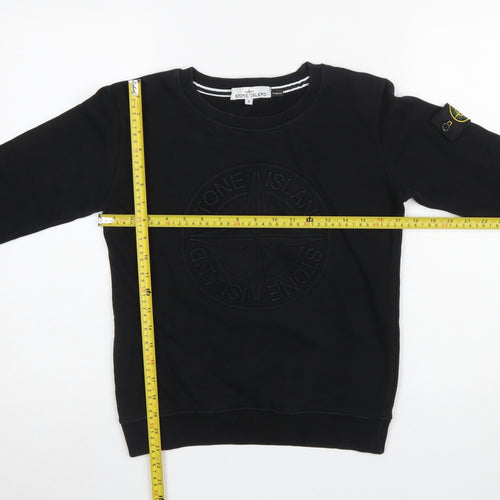 Stone Island Women Black Slim Fit Crew Neck Cotton Sweatshirt Size S