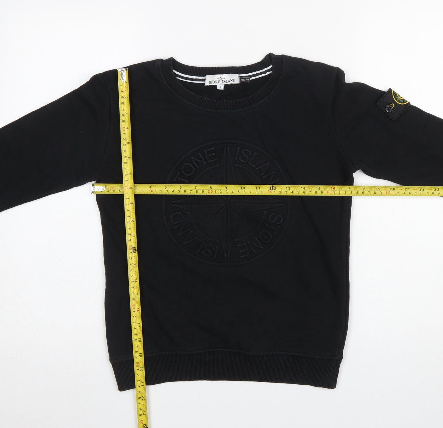 Stone Island Women Black Slim Fit Crew Neck Cotton Sweatshirt Size S
