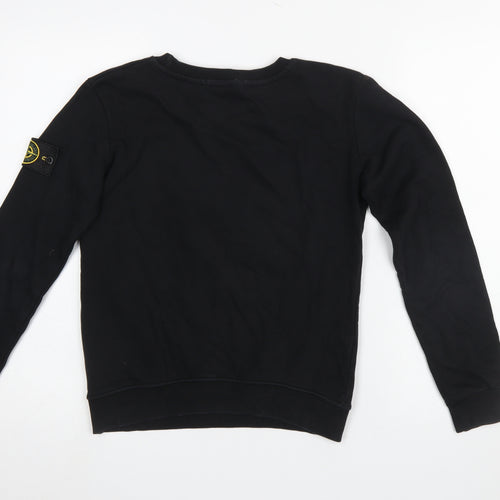 Stone Island Women Black Slim Fit Crew Neck Cotton Sweatshirt Size S