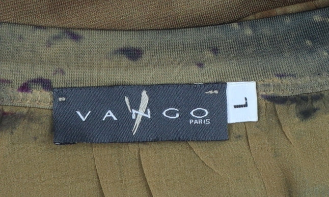 Vango Paris Women's Brown Floral Sheer Tunic Blouse L