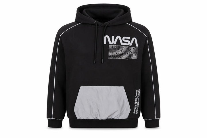 Pull&Bear Men’s Black NASA Pullover Hoodie Size S Graphic Space Design