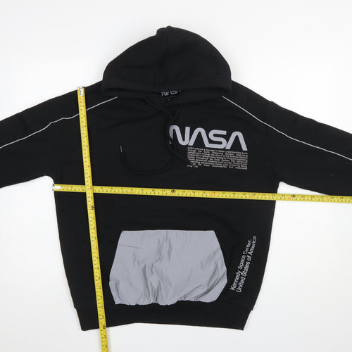 Pull&Bear Men’s Black NASA Pullover Hoodie Size S Graphic Space Design