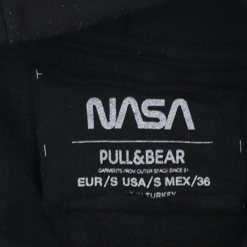 Pull&Bear Men’s Black NASA Pullover Hoodie Size S Graphic Space Design