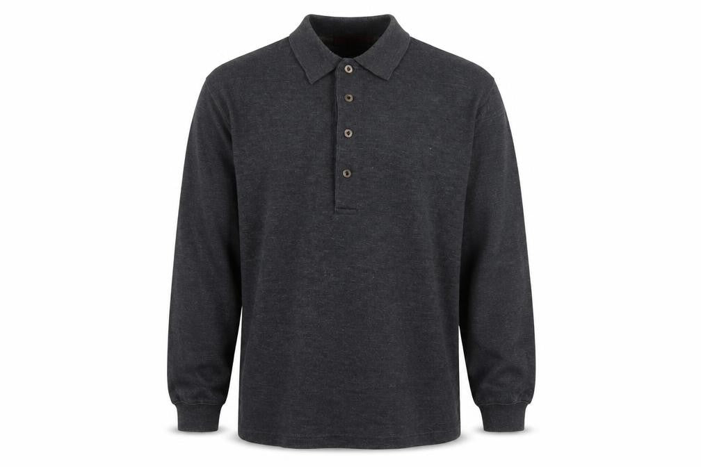 Front view of Ricci Men Grey Cotton Collared Henley Jumper, size M