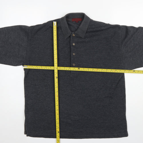 Ricci Men Grey Cotton Collared Henley Jumper Size M