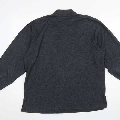 Ricci Men Grey Cotton Collared Henley Jumper Size M