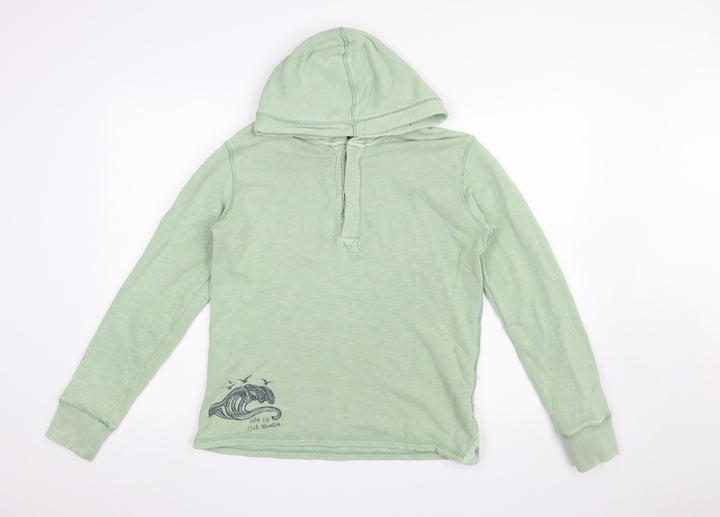 Fat Face Boys Green Hooded Henley Sweatshirt 12-13 Years Cotton Blend