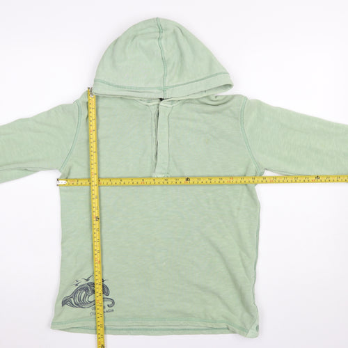 Fat Face Boys Green Hooded Henley Sweatshirt 12-13 Years Cotton Blend