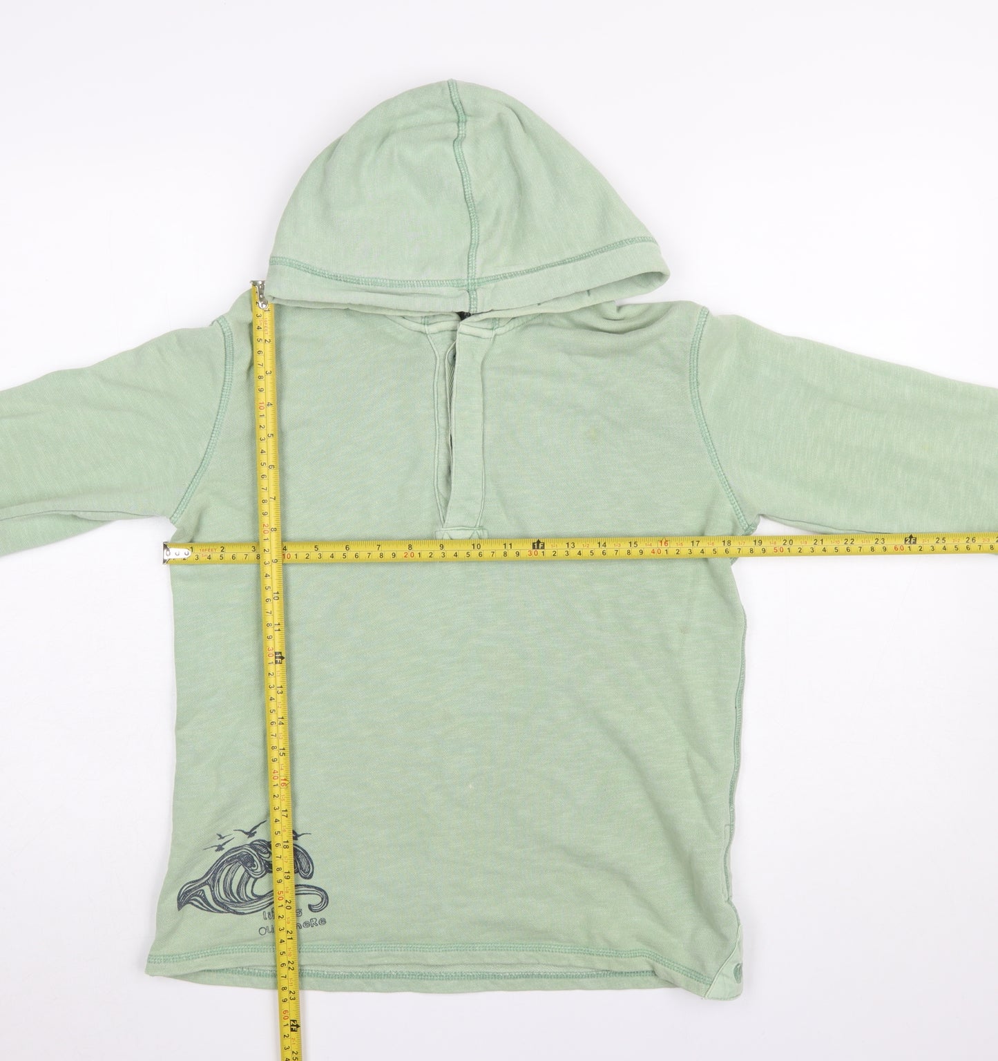 Fat Face Boys Green Hooded Henley Sweatshirt 12-13 Years Cotton Blend