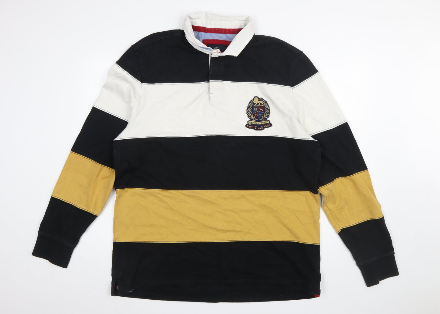 Howick Men’s Multicoloured Striped Collared Henley Sweatshirt XL