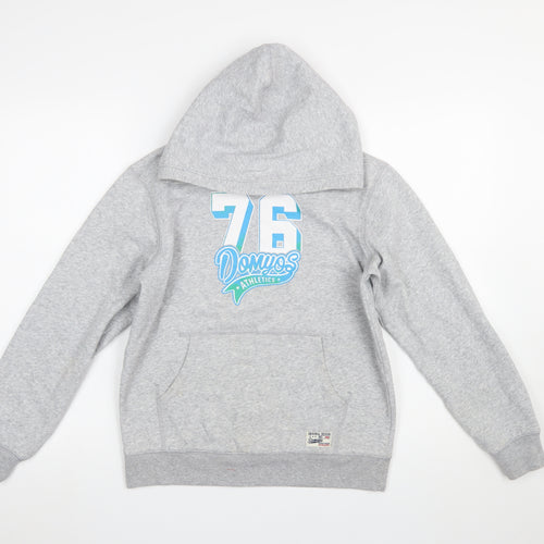 Domyos Boys Grey Pullover Hoodie 14 Years Athletic Graphic Print