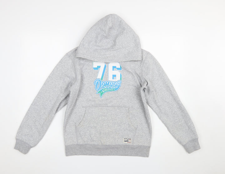 Domyos Boys Grey Pullover Hoodie 14 Years Athletic Graphic Print