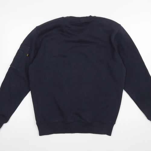 Alpha Industries Men's Blue NASA Logo Crew Neck Sweatshirt S