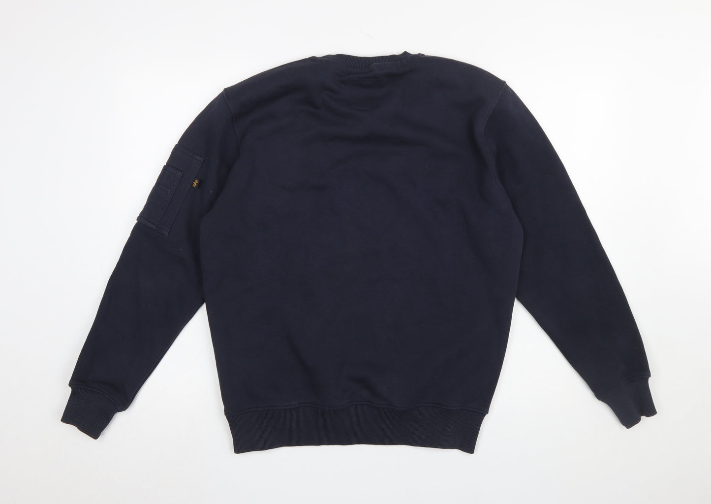 Alpha Industries Men's Blue NASA Logo Crew Neck Sweatshirt S