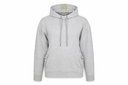 Front view of Adidas women’s grey hoodie, size UK 10, pullover drawstring hooded sweatshirt